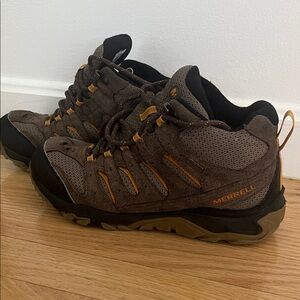 Merrell Men's Brown and Orange Athletic Shoes used six 8.5